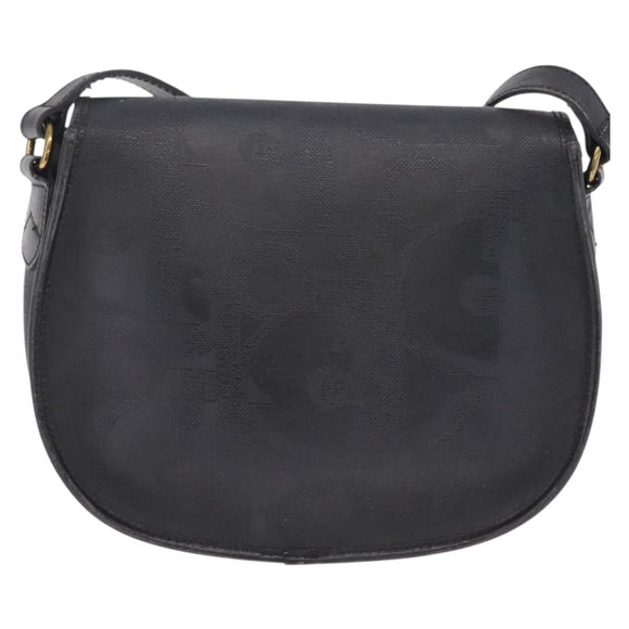 Christian Dior Trotter Shoulder Bag PVC Black Gold Tone Auth BA16780