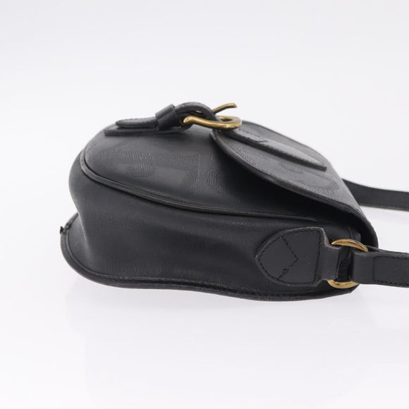 Christian Dior Trotter Shoulder Bag PVC Black Gold Tone Auth BA16780