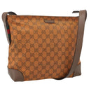 GUCCI GG Canvas Shoulder Bag Orange Gold Tone 337598 Auth BA16781-1
