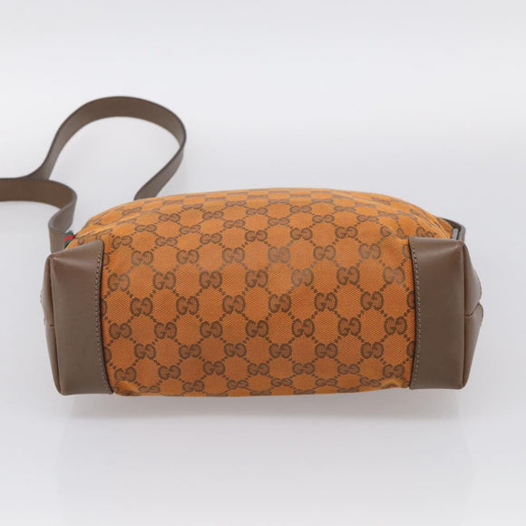 GUCCI GG Canvas Shoulder Bag Orange Gold Tone 337598 Auth BA16781