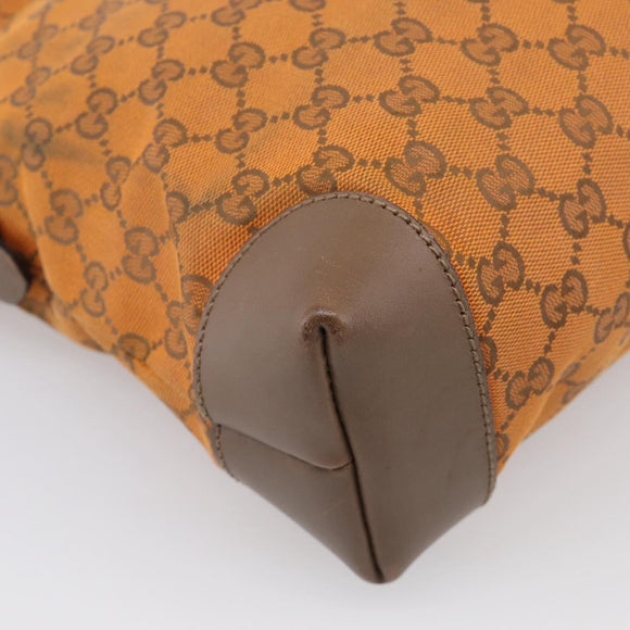 GUCCI GG Canvas Shoulder Bag Orange Gold Tone 337598 Auth BA16781