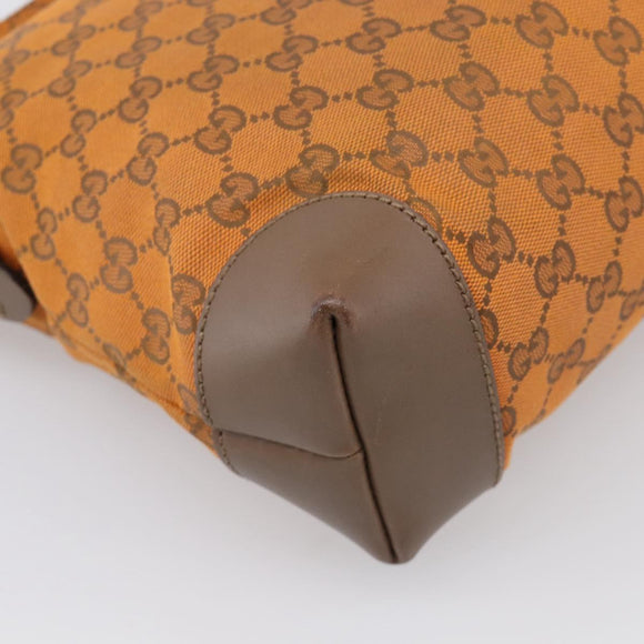 GUCCI GG Canvas Shoulder Bag Orange Gold Tone 337598 Auth BA16781