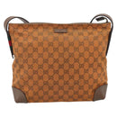 GUCCI GG Canvas Shoulder Bag Orange Gold Tone 337598 Auth BA16781-2