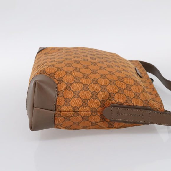 GUCCI GG Canvas Shoulder Bag Orange Gold Tone 337598 Auth BA16781