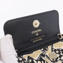 CHANEL Mini Matelasse Chain Shoulder Bag Canvas Beige Gold Tone CC Auth BA16785M-16