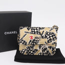 CHANEL Mini Matelasse Chain Shoulder Bag Canvas Beige Gold Tone CC Auth BA16785M-25