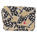 CHANEL Mini Matelasse Chain Shoulder Bag Canvas Beige Gold Tone CC Auth BA16785M-3