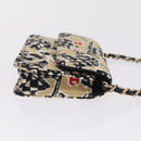 CHANEL Mini Matelasse Chain Shoulder Bag Canvas Beige Gold Tone CC Auth BA16785M-4
