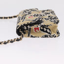 CHANEL Mini Matelasse Chain Shoulder Bag Canvas Beige Gold Tone CC Auth BA16785M-5