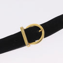 Salvatore Ferragamo Vala Shoulder Bag Suede Black Gold Tone Auth BA16787-10