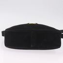 Salvatore Ferragamo Vala Shoulder Bag Suede Black Gold Tone Auth BA16787-11