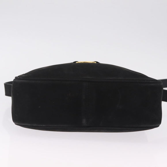Salvatore Ferragamo Vala Shoulder Bag Suede Black Gold Tone Auth BA16787