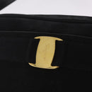 Salvatore Ferragamo Vala Shoulder Bag Suede Black Gold Tone Auth BA16787-16