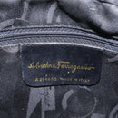 Salvatore Ferragamo Vala Shoulder Bag Suede Black Gold Tone Auth BA16787-18