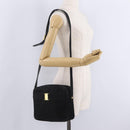 Salvatore Ferragamo Vala Shoulder Bag Suede Black Gold Tone Auth BA16787-26