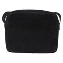 Salvatore Ferragamo Vala Shoulder Bag Suede Black Gold Tone Auth BA16787-3