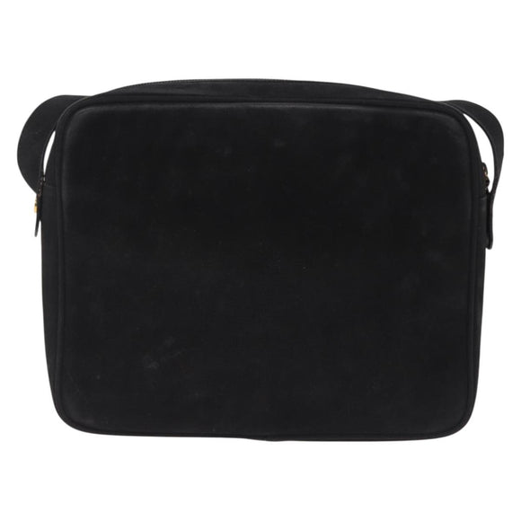 Salvatore Ferragamo Vala Shoulder Bag Suede Black Gold Tone Auth BA16787