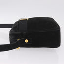 Salvatore Ferragamo Vala Shoulder Bag Suede Black Gold Tone Auth BA16787-5