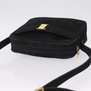 Salvatore Ferragamo Vala Shoulder Bag Suede Black Gold Tone Auth BA16787-6