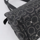 Salvatore Ferragamo Gancini Tote Bag PVC Leather Black Silver Auth BA16796V-13
