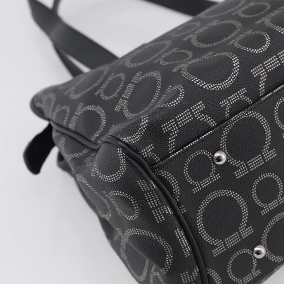 Salvatore Ferragamo Gancini Tote Bag PVC Leather Black Silver Auth BA16796V