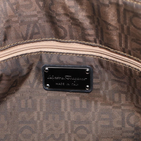 Salvatore Ferragamo Gancini Tote Bag PVC Leather Black Silver Auth BA16796V