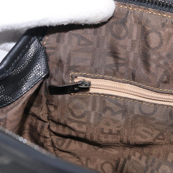 Salvatore Ferragamo Gancini Tote Bag PVC Leather Black Silver Auth BA16796V