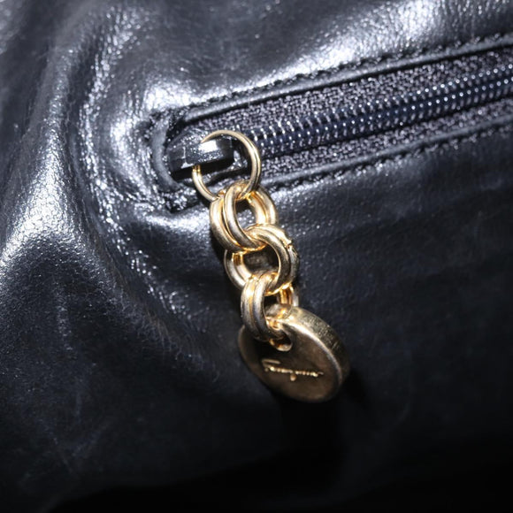 Salvatore Ferragamo Shoulder Bag Leather Brown Gold Tone Auth BA16798
