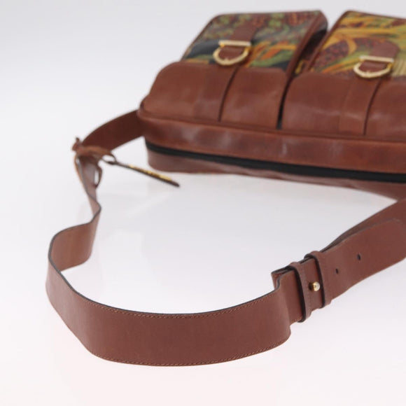Salvatore Ferragamo Shoulder Bag Leather Brown Gold Tone Auth BA16798