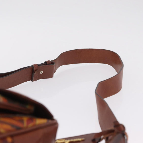 Salvatore Ferragamo Shoulder Bag Leather Brown Gold Tone Auth BA16798