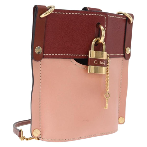 Chloe Abby Rocky Shoulder Bag Leather Pink Gold Tone Auth BA16799A