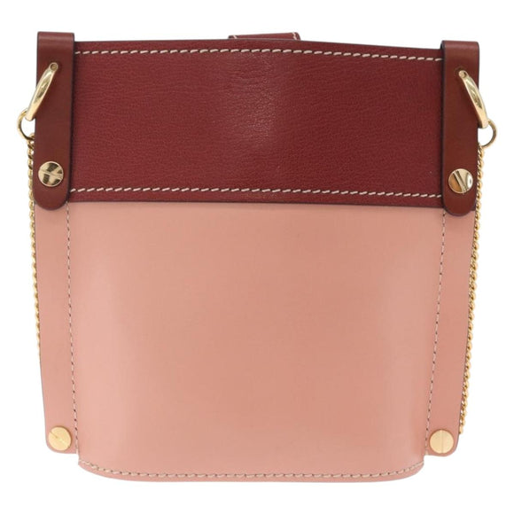 Chloe Abby Rocky Shoulder Bag Leather Pink Gold Tone Auth BA16799A