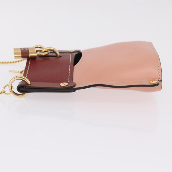 Chloe Abby Rocky Shoulder Bag Leather Pink Gold Tone Auth BA16799A