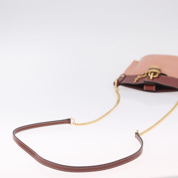 Chloe Abby Rocky Shoulder Bag Leather Pink Gold Tone Auth BA16799A