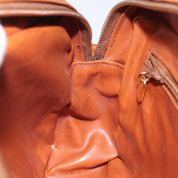 BALLY Shoulder Bag PVC Leather Brown Gold Auth BA1680