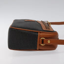 BALLY Shoulder Bag PVC Leather Brown Gold Auth BA1680-3