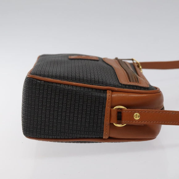 BALLY Shoulder Bag PVC Leather Brown Gold Auth BA1680