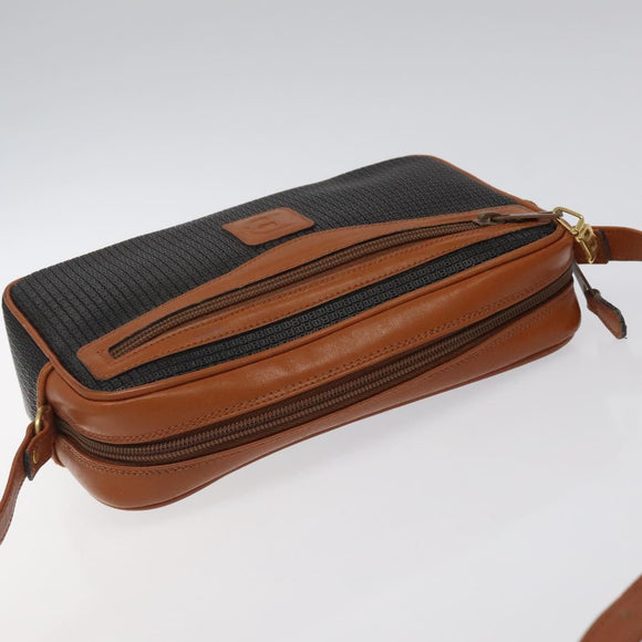 BALLY Shoulder Bag PVC Leather Brown Gold Auth BA1680