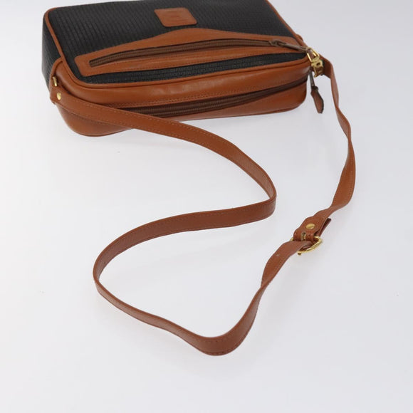 BALLY Shoulder Bag PVC Leather Brown Gold Auth BA1680