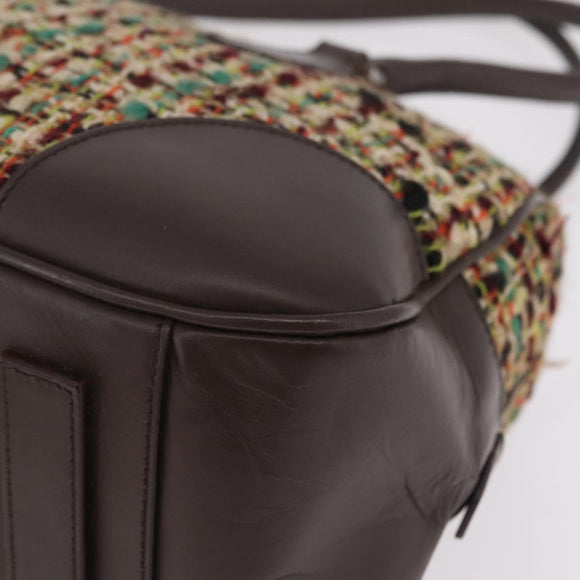 PRADA Tote Bag Tweed Multicolor Silver Auth BA16801