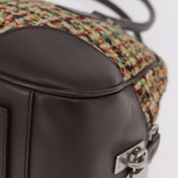 PRADA Tote Bag Tweed Multicolor Silver Auth BA16801