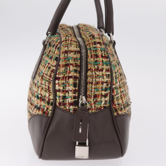 PRADA Tote Bag Tweed Multicolor Silver Auth BA16801