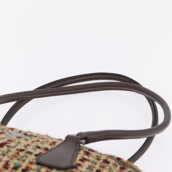 PRADA Tote Bag Tweed Multicolor Silver Auth BA16801