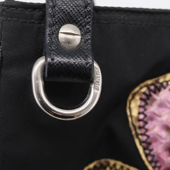 PRADA Shoulder Bag Nylon Black Silver Auth BA16806A