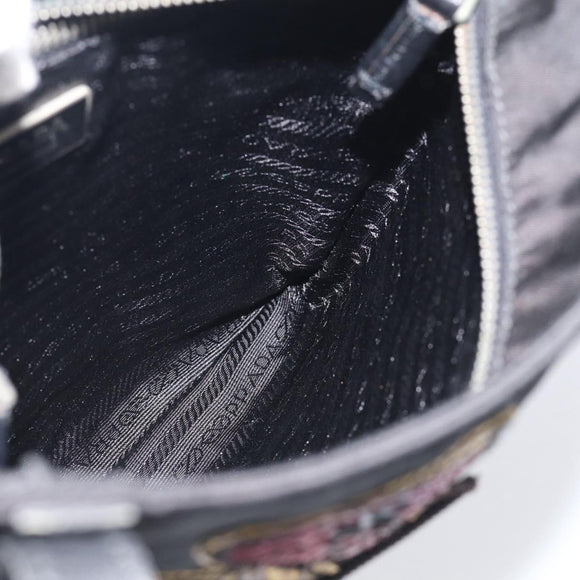 PRADA Shoulder Bag Nylon Black Silver Auth BA16806A