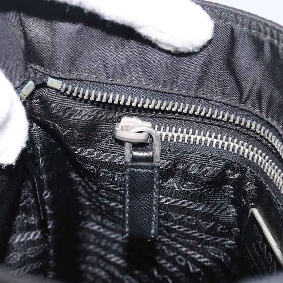 PRADA Shoulder Bag Nylon Black Silver Auth BA16806A