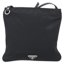 PRADA Shoulder Bag Nylon Black Silver Auth BA16806A-3