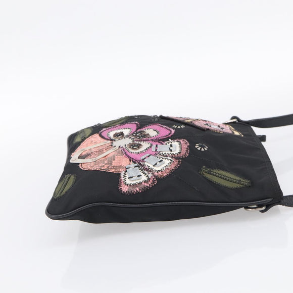 PRADA Shoulder Bag Nylon Black Silver Auth BA16806A
