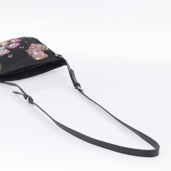 PRADA Shoulder Bag Nylon Black Silver Auth BA16806A