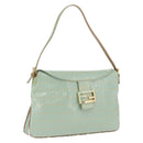 FENDI Zucchino Mamma Baguette Shoulder Bag PVC Mint Green Gold Tone Auth BA16812-1